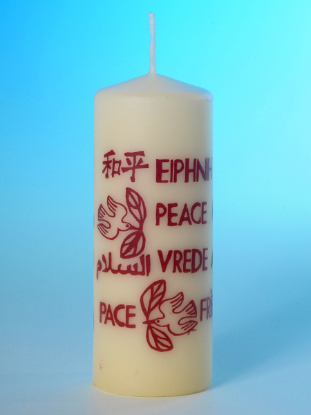 Kerze Frieden in 20 Sprachen